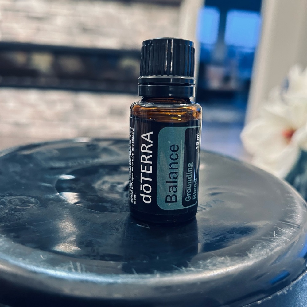 Doterra Balance Essential Oil Bottle with Green Label and Black Cap